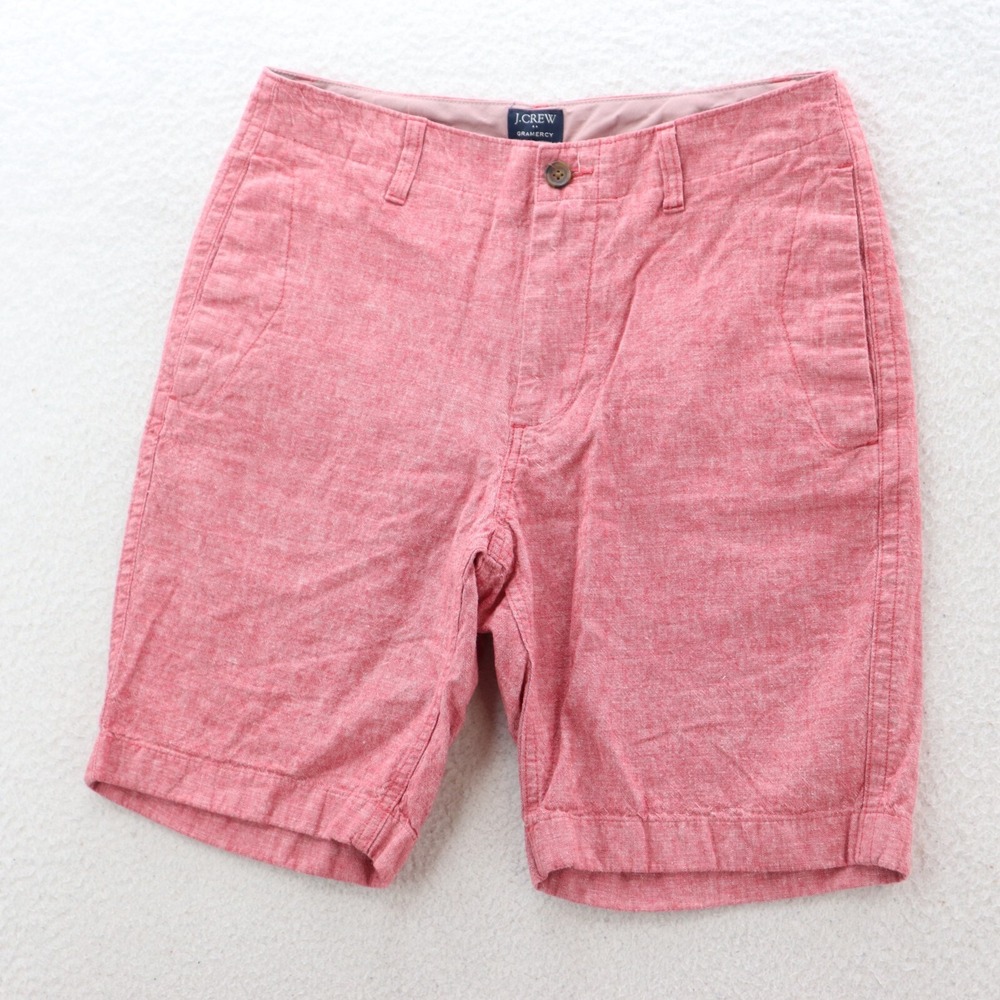 J. CREW Shorts Men's 31 Pink Gramercy Linen Blend 9" Luxury Preppy Country Club